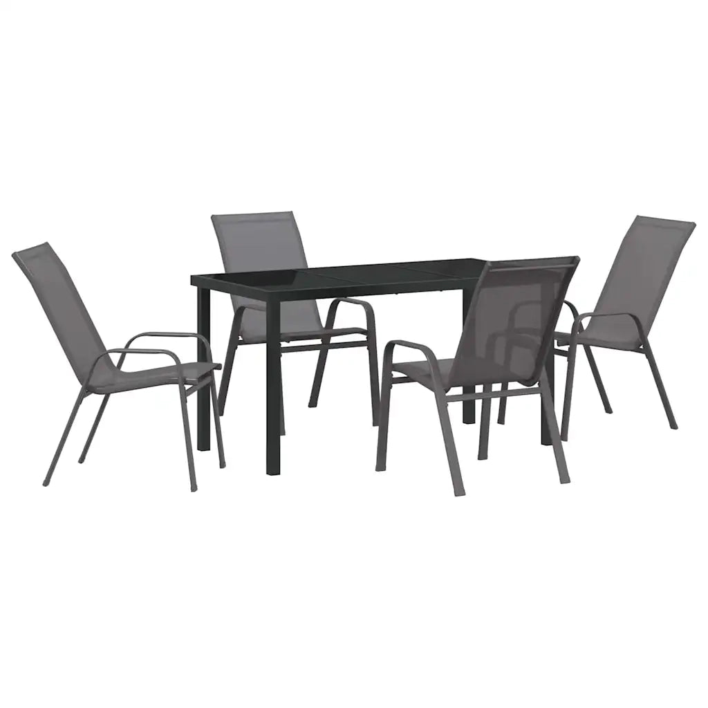 Set da Pranzo per Giardino 5 pcs Grigio e Nero 3379123