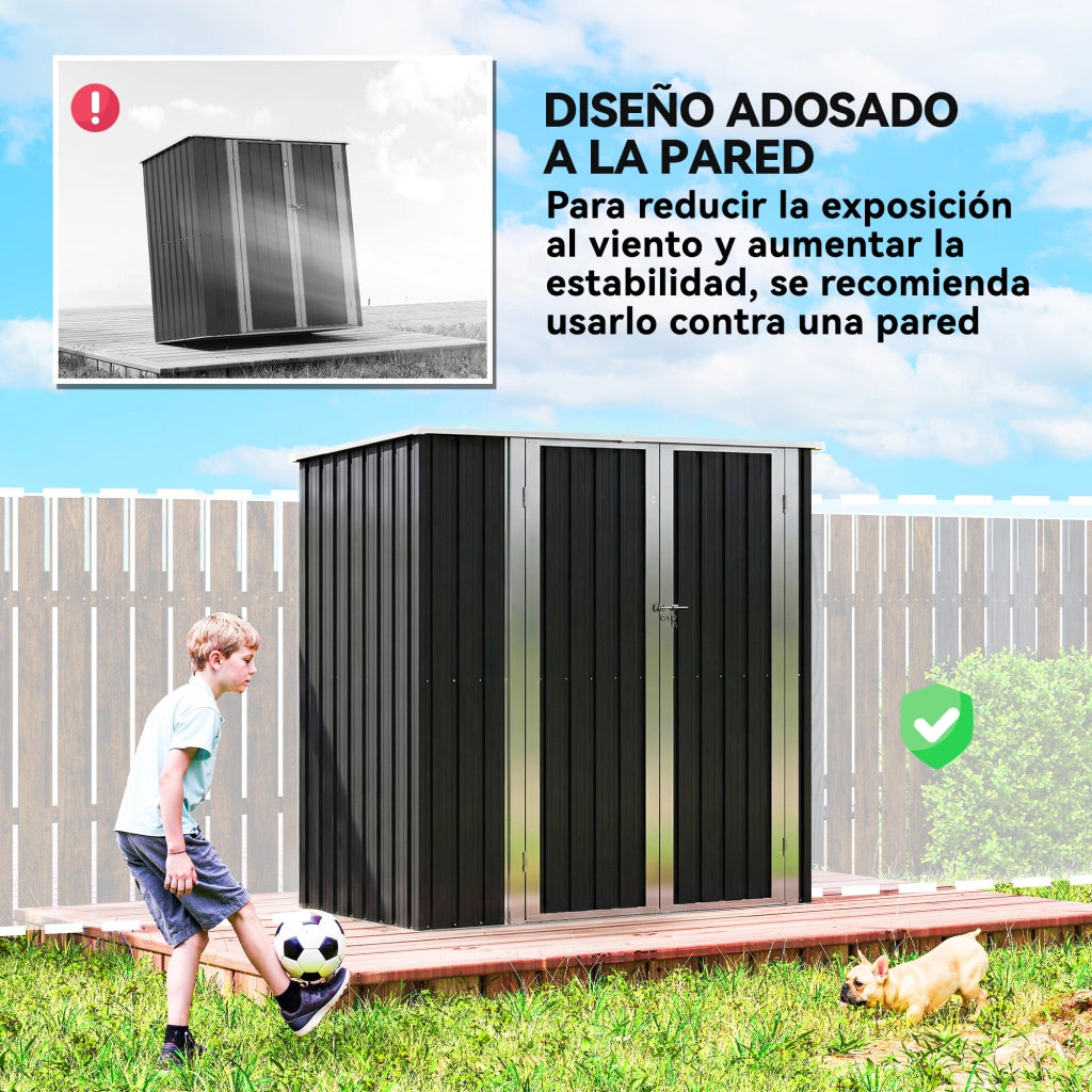 Casetta da Giardino in Metallo ¨C zephmum ¨C Grigio 163x89x163 cm