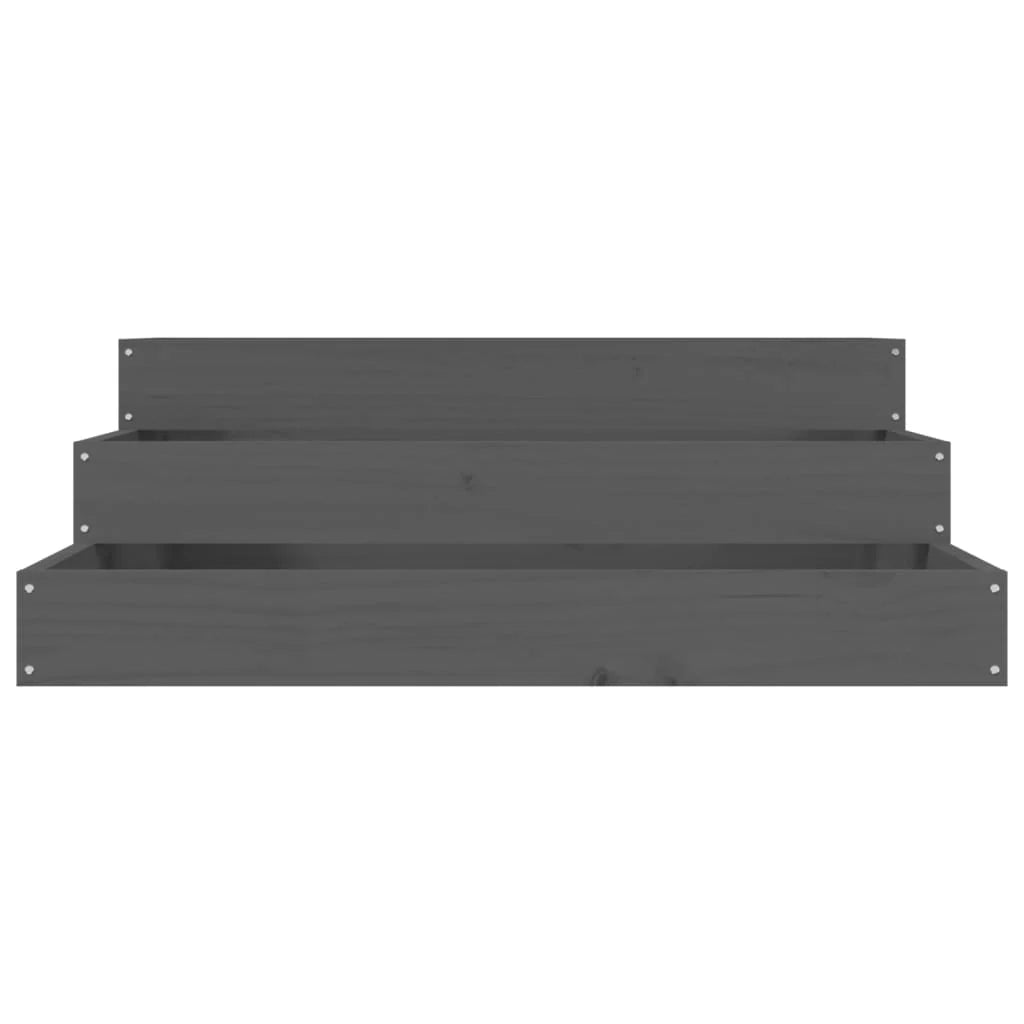 Fioriera rialzata per piante e fiori terrazza giardino 78 x 78 x 27 cm legno massello di pino grigio 02_0037864