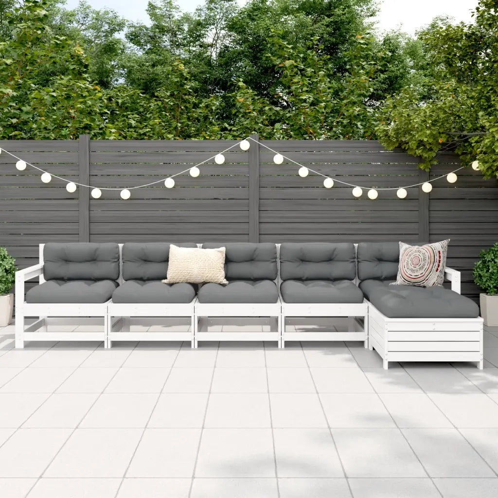 Set Divani da Giardino 6 pz Bianco in Legno Massello di Pino 3250861