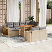 Set Divani da Giardino 11 pz con Cuscini Beige in Polyrattan 3274592