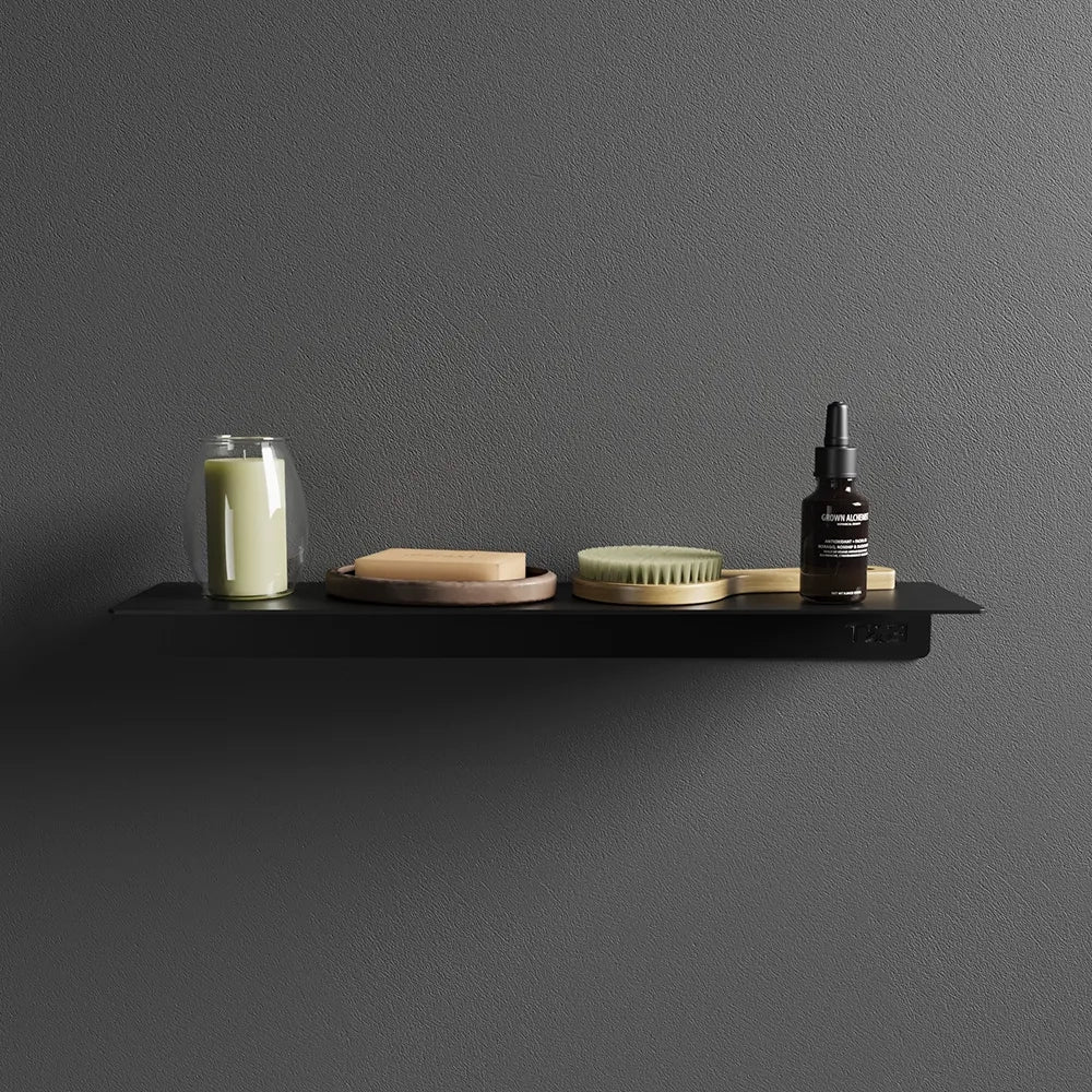 Mensola da bagno in alluminio Nero opaco, dimensioni 40 cm | Bergen