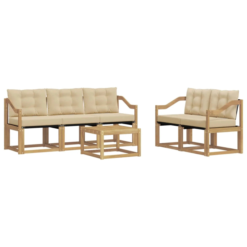 Set di divani da esterno con cuscino 6 pcs Bianco e Beige 3389223