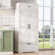Credenza da cucina 80x40x180 cm con 1 cassetto; 7 vani portabottiglie e ripiani regolabili in MDF bianco