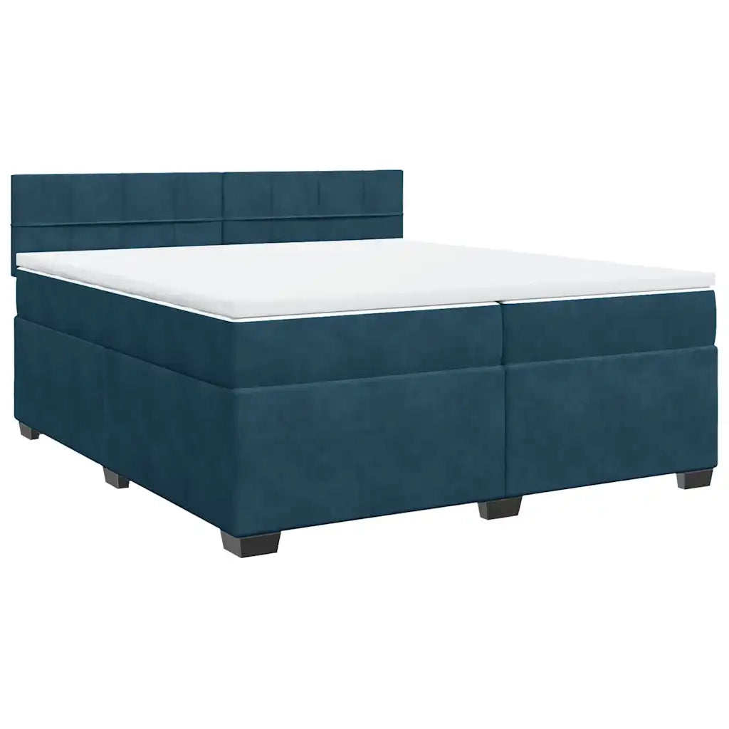 vidaXL Giroletto a Molle con Materasso Blu 200x200 cm in Velluto