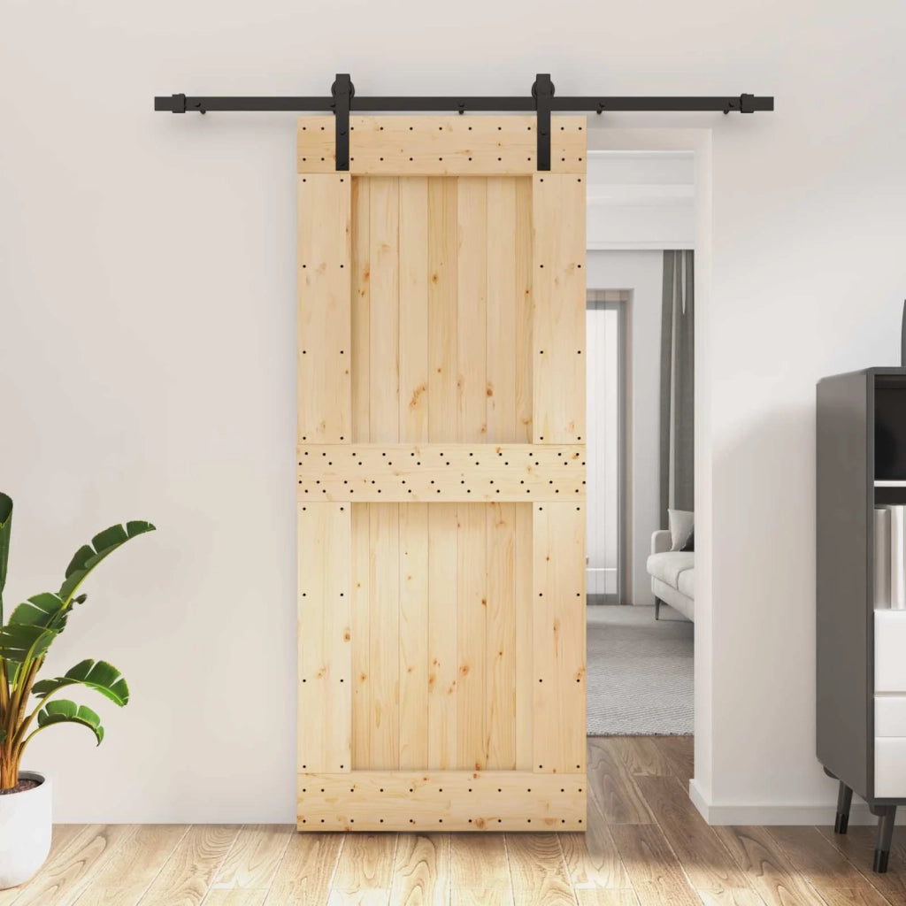 Porta scorrevole Naturale e Nero 85 x 210 cm 3444902