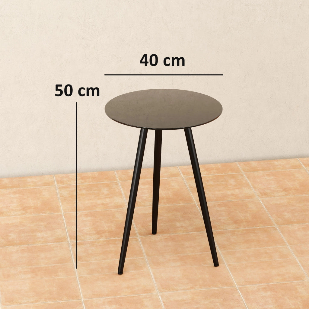 Tavolino da salotto rotondo ¨C Zephmum ¨C Nero, vetro temperato, acciaio, ?40x50