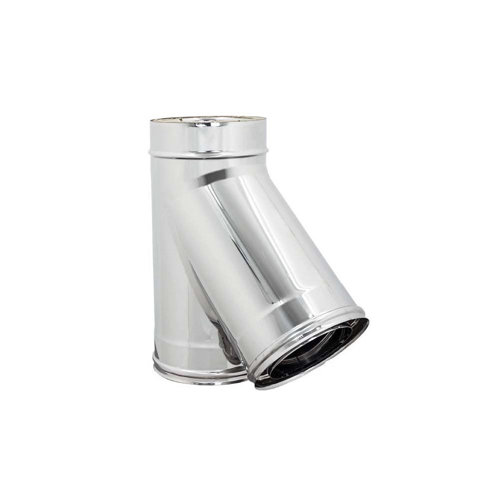 Raccordo inox di 100 - de 150 mm a y braga a 135° doppia parete
