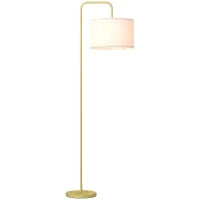 Lampada da Terra Moderna con Paralume in Lino Sintetico Lampada da Lettura per Soggiorno 64x38x163,5 cm Bianco e Dorato
