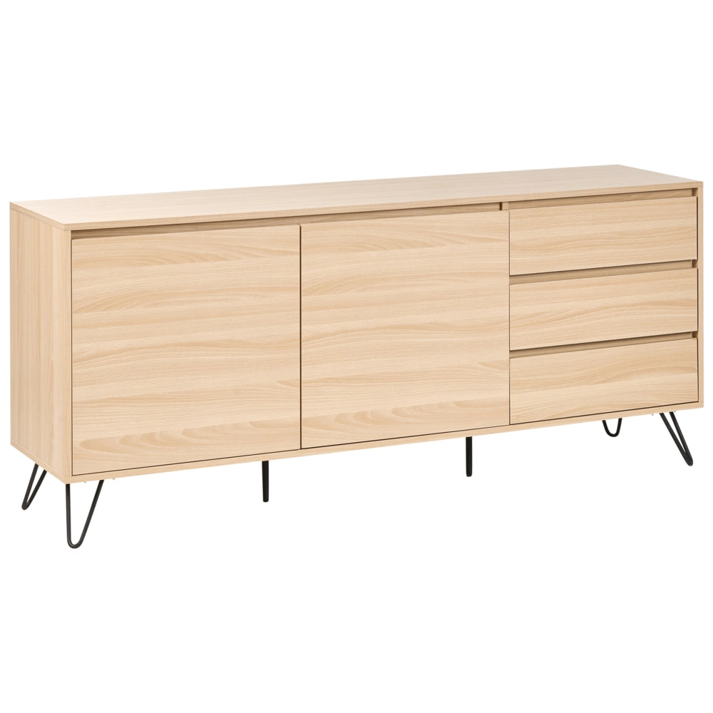 Credenza a 2 ante in truciolato con 2 cassetti marrone chiaro Cardigan camera da letto dal design minimalista