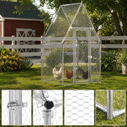Chicken Cage, Silver, 100x100x190 Cm, Galvanized Steel