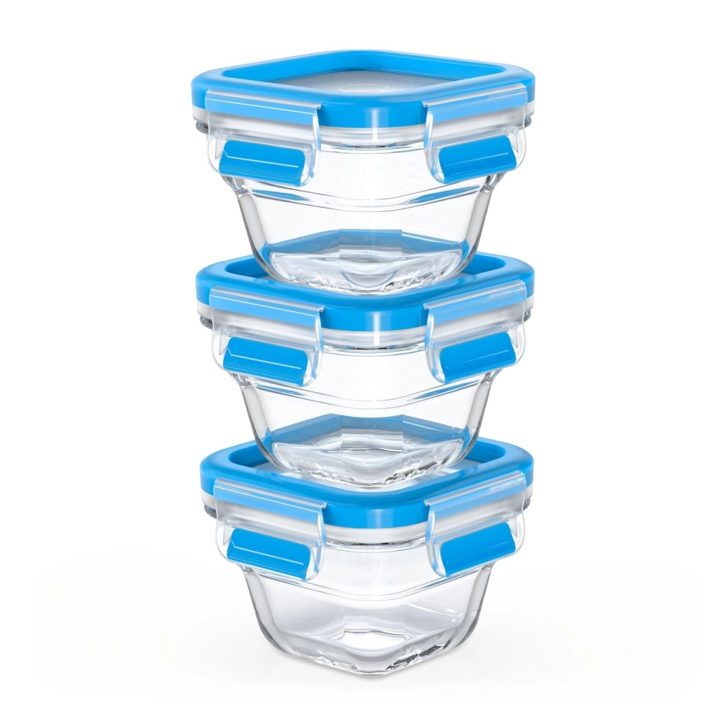 EMSA CLIP & CLOSE N10507 Quadrato Set Blu, Trasparente 3 pz