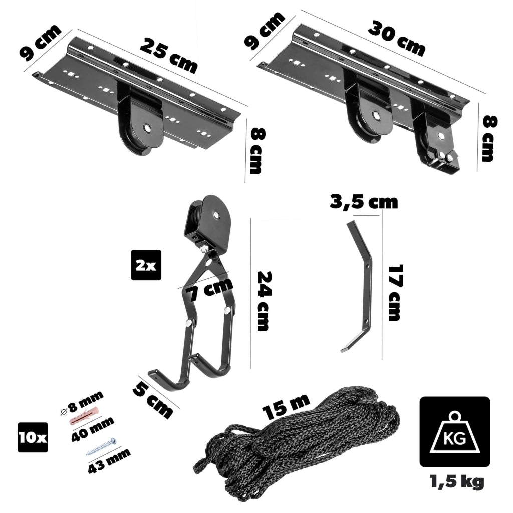 KADAX Supporto per bicicletta da soffitto, gancio per sollevamento biciclette, robusto.