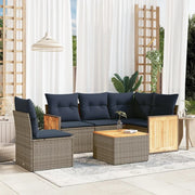 Set Divani da Giardino 6 pz con Cuscini Grigio in Polyrattan 3227664