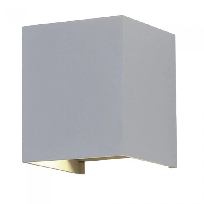 Lampada LED da Muro Quadrata Doppio LED COB 6W Colore Grigio Satinato Fascio Luminoso Regolabile 4000K IP65