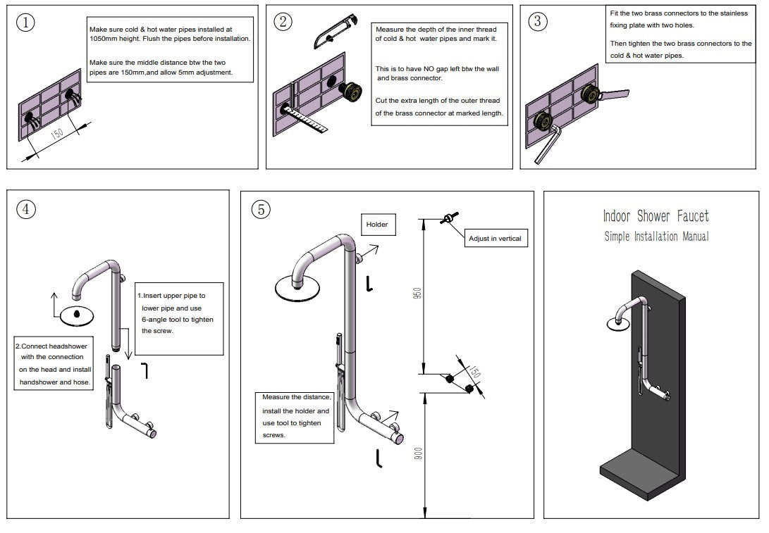 Doccia Giardino da Parete con Miscelatore e Doccetta Sined Arborea Nera