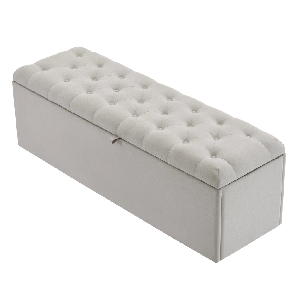 Ottomana con contenitore in lino 141x41;5x47 cm; grigio chiaro