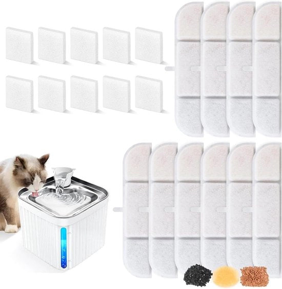 10 filtri per fonte acqua per gatti da 21 l - 10 filtri a carbone e 10 filtri a schiuma sostitutivi con resina e carbone attivo