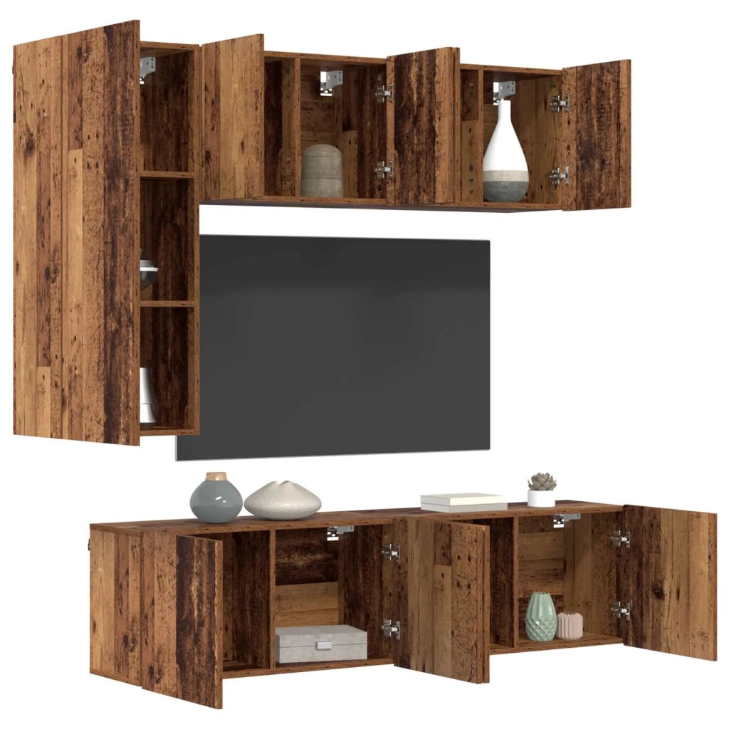 Unità TV da Parete 5 pcs Legno vecchio Legno multistrato 3402770