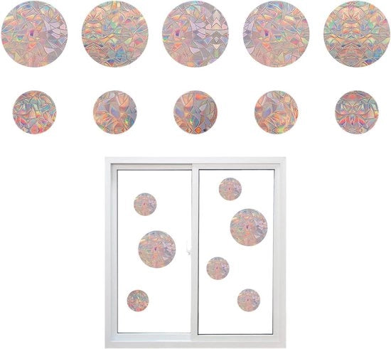 Regolatori di luce per vetro con 10 prismi cristallini - Stickers per finestre eletrostatici anti uccello