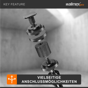 Walimex Pro Swivel Arm Magic 28 Braccio articolato - 280 x 70 x 39 mm - max 2 kg - collegamento 2x 1/4" - Supporto per reflex stativi video rig dolly