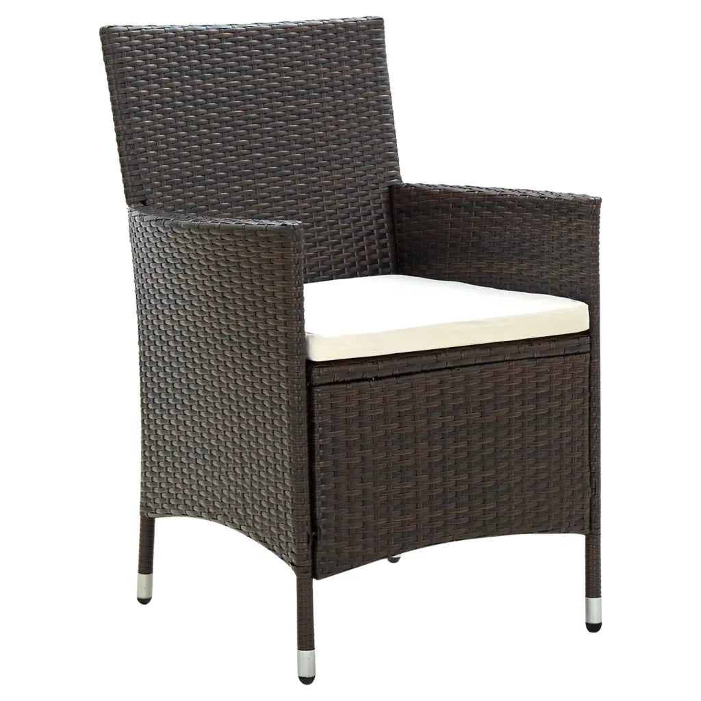 Sedie da Giardino 4 pz con Cuscini in Polyrattan Marrone cod mxl 23197