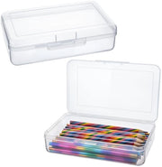 Etui per bambini, contenitore in plastica, contenitore pieghevole per matite, grande capacità con coperchio e chiusura a click, organizzatore trasparente per matite, pennelli, studenti, attrezzi da scrivere