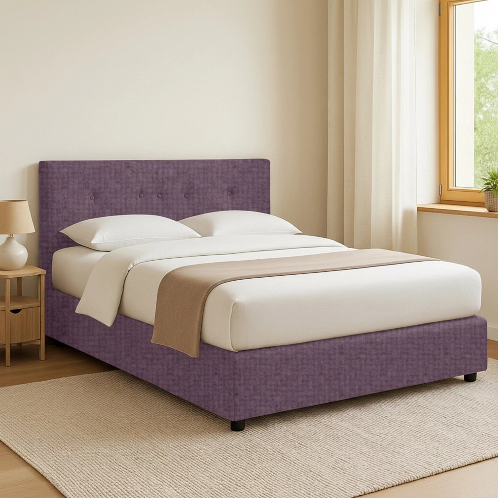 Oxford, Letto Matrimoniale Sfoderabile Made in Italy, Viola Lilla