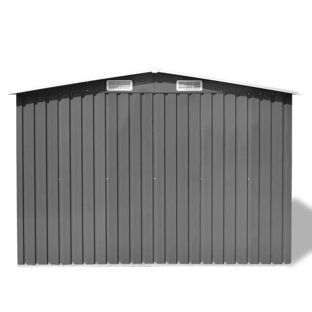 Casetta da giardino cabina ripostiglio capanno da esterno capanno per attrezzi metallo robusto 257 x 205 x 178 cm grigio 02_0022389