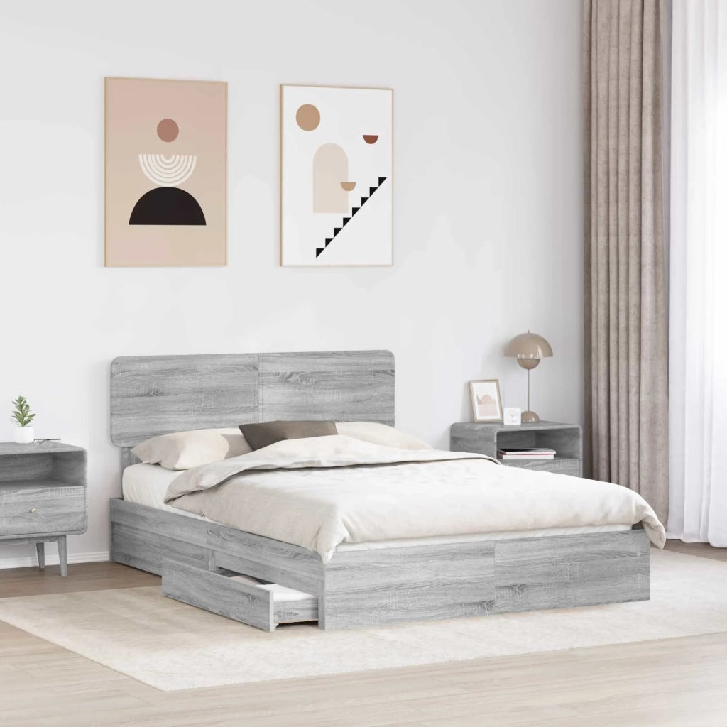 Letto con Contenitore con testiera Grigio Sonoma 140 x 200 cm 3412274