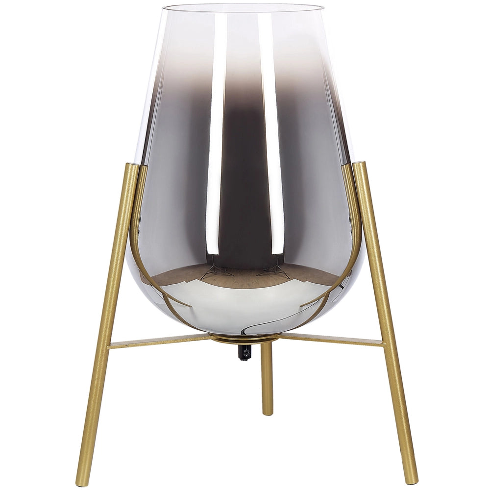 Lampada da tavolo in acciaio e vetro color oro 44 cm moderna soggiorno camera da letto