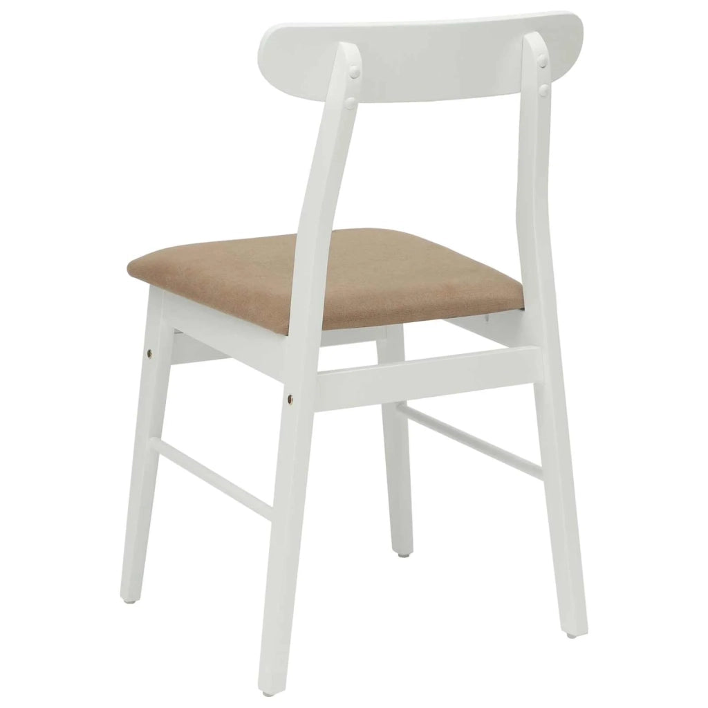 Sedia da pranzo 2 pcs Bianco e marrone Legno di gomma solido