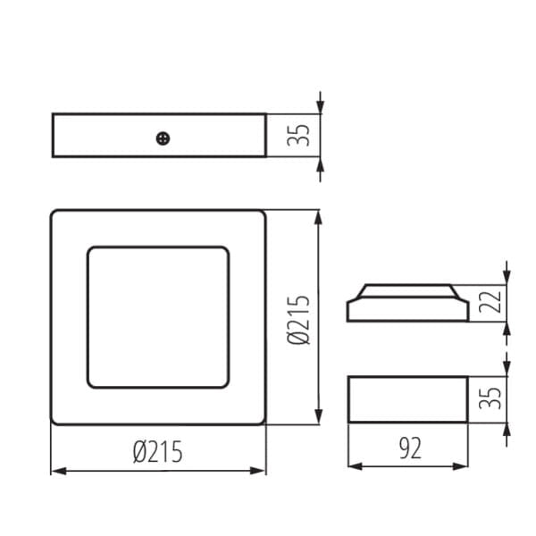 Plafoniera LED Kanlux KANTI quadrata 22cm 18W 4000K