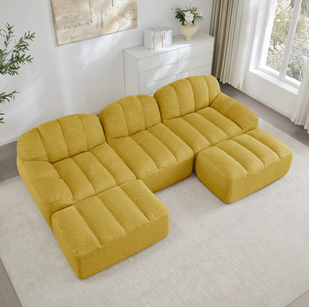 Divano modulare ad angolo senza struttura 288x165x79 cm in fleece granulare giallo