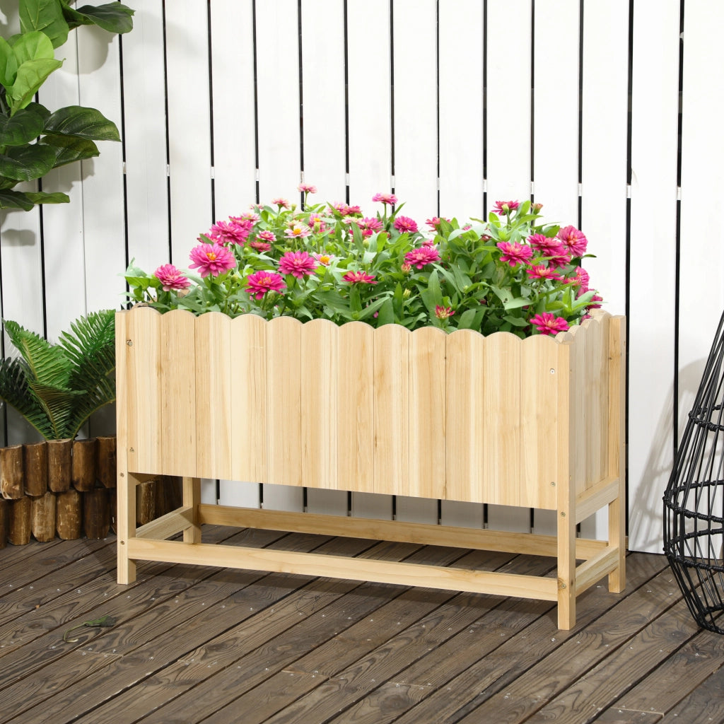Fioriera da Esterno Verticale in Legno con Foro di Drenaggio e Rivestimento Interno, 86x30x50 cm