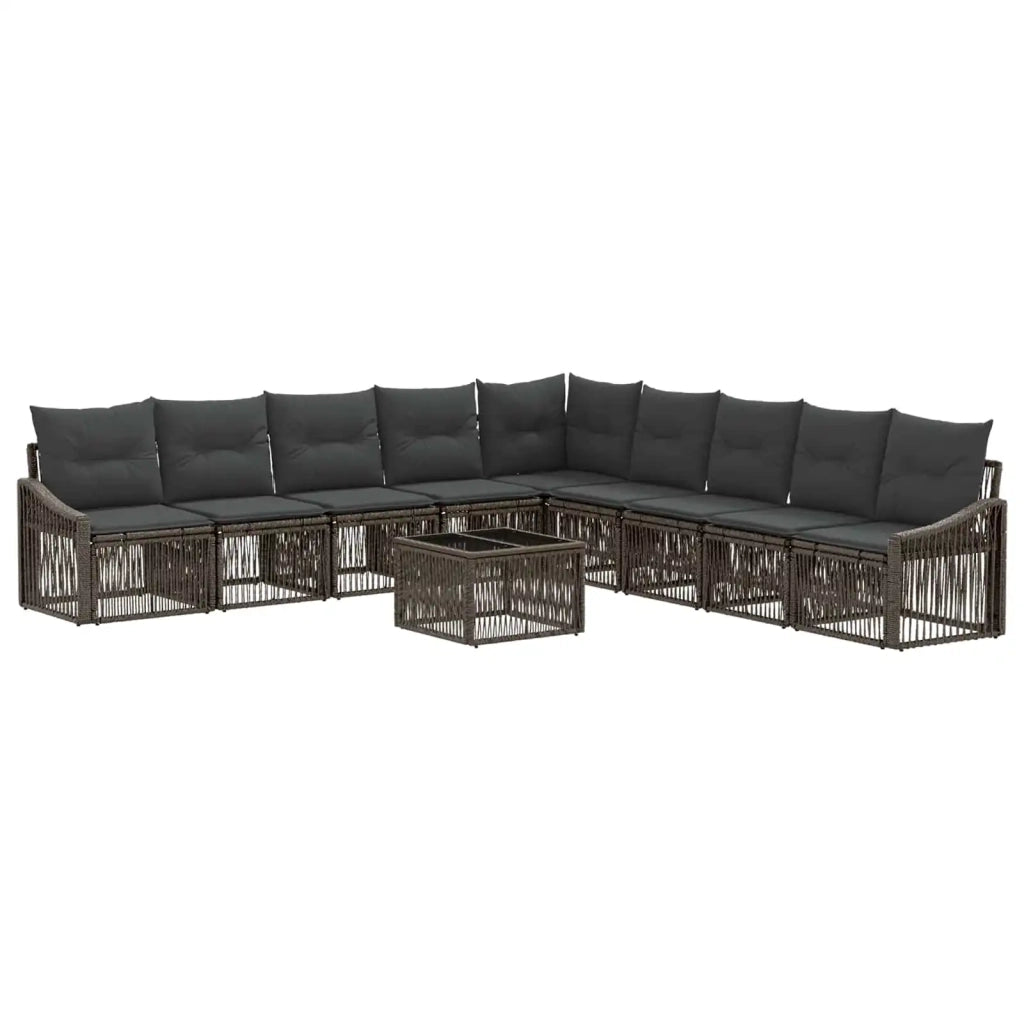Set Divano da Giardino 10 pcs Grigio polyrattan