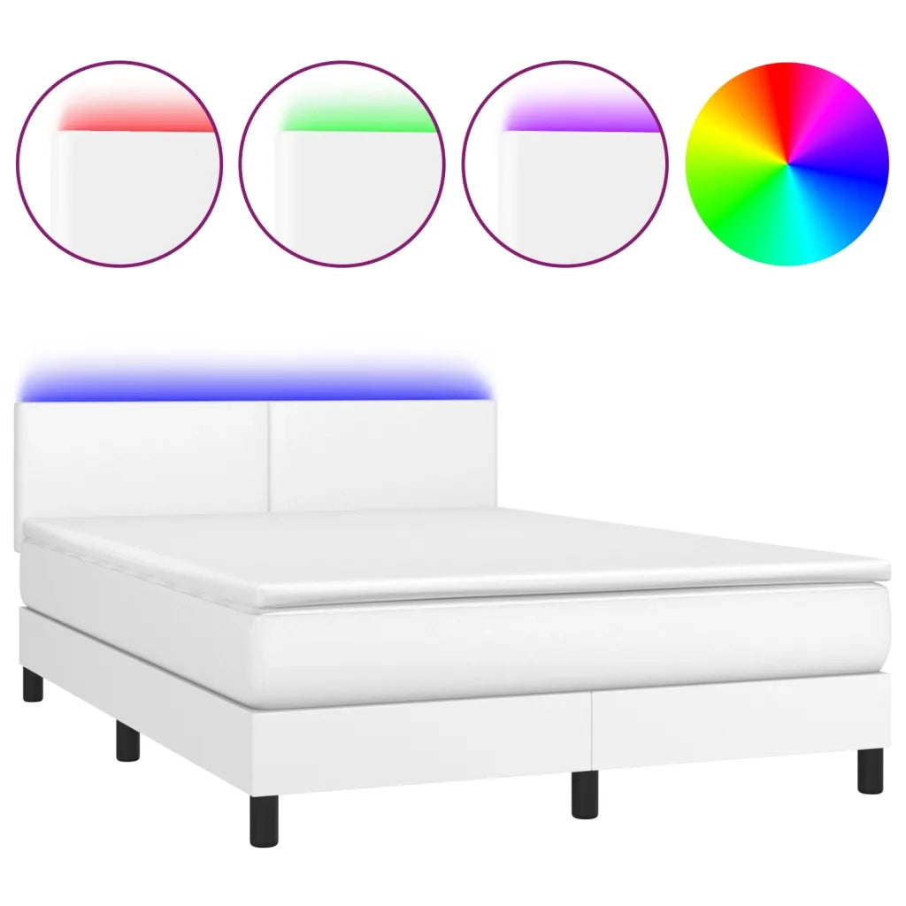 Giroletto Molle con Materasso e LED Bianco 140x190cm Similpelle 3134100