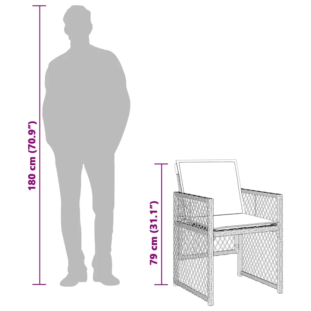 Set da Pranzo da Giardino 17pz con Cuscini Grigio in Polyrattan 3210887