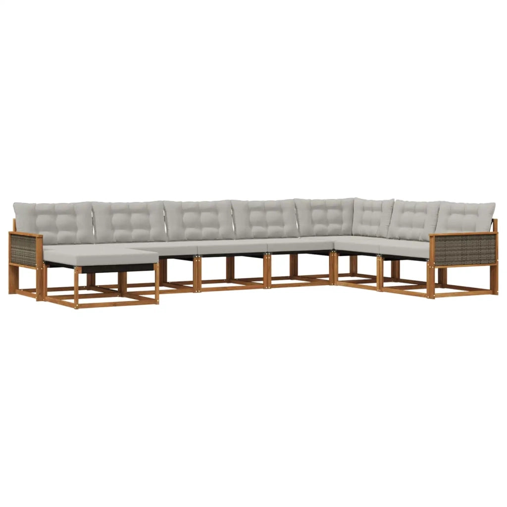 Set di divani da esterno 8 pz Naturale e Grigio Chiaro 3381611