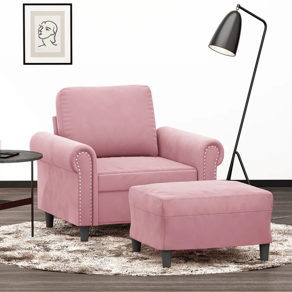 Poltrona con Poggiapiedi Rosa 60 cm Vellutocod mxl 96789