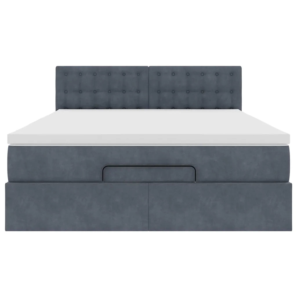 Struttura Letto Pouf con Materasso 140x190 cm Velluto 3312765