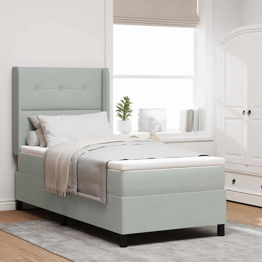 Letto a molle con materasso Grigio chiaro 90 x 190 cm Velluto 3343844