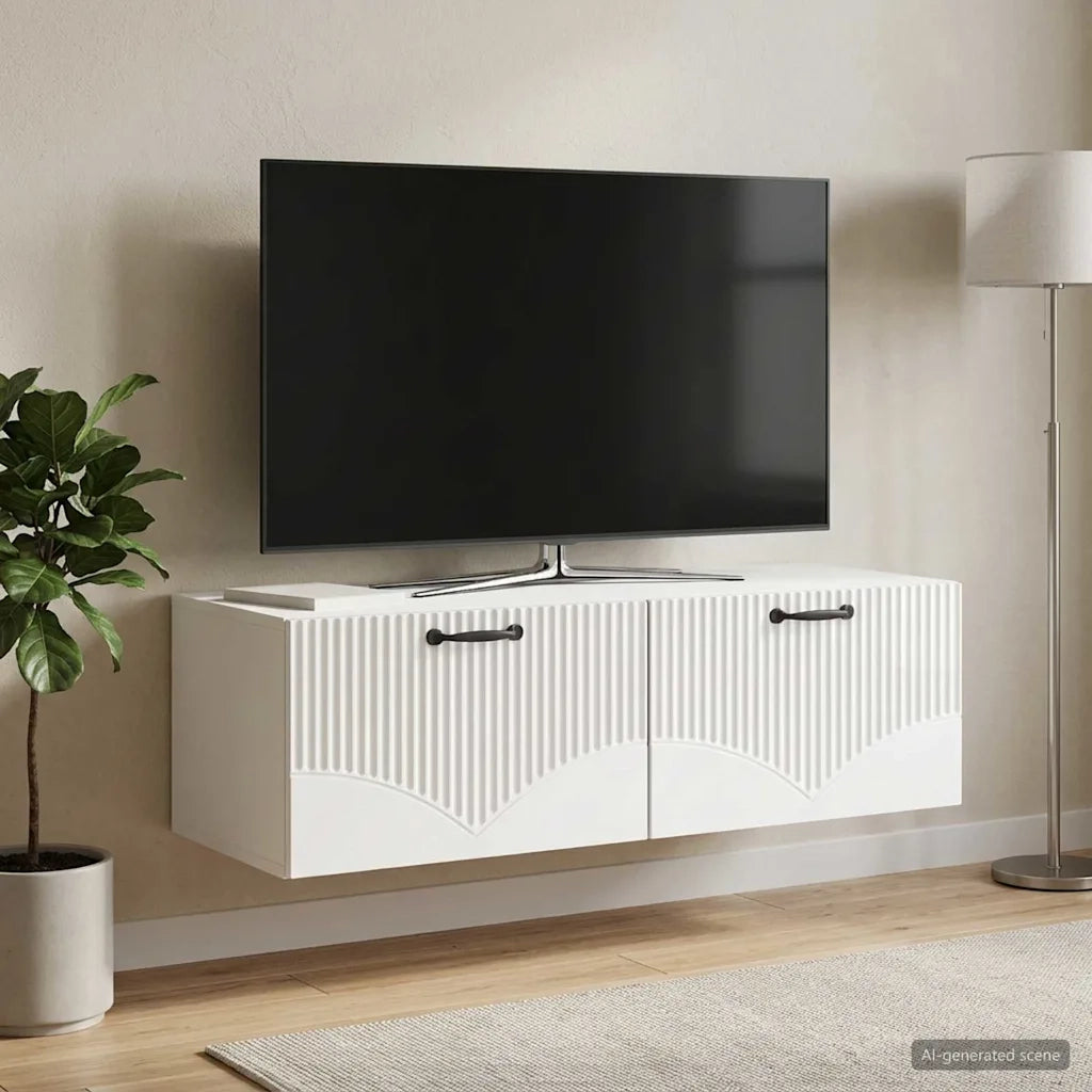 Mobile Porta TV da Muro Bianco Lucido 98 x 41 x 30 cm 899039