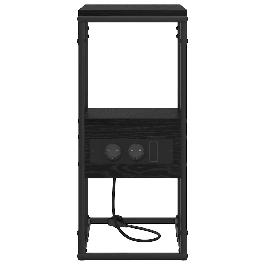 Comodino | Armadio da Notte | Mobiletto da notte Rovere Nero 41,5 x 26 x 60,5 cm