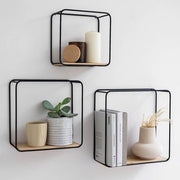 Kit di decorazione per parete, 3 pezzi, struttura in metallo e lamina di legno naturale, decorazione per parete e pannello per bagno, soggiorno, cucina, camera da letto e altro, berk