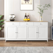 Credenza sideboard 160 cm con 4 ante; 3 cassetti e ripiani regolabili; MDF bianco