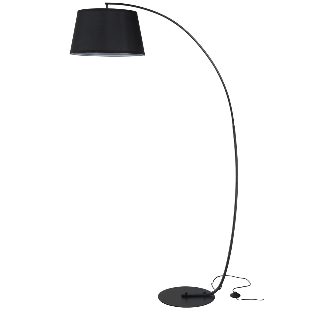 EasyComfort Lampada da Terra ad Arco con Paralume in Tessuto e Interruttore a Pedale, Ø47x105x190cm, Nera