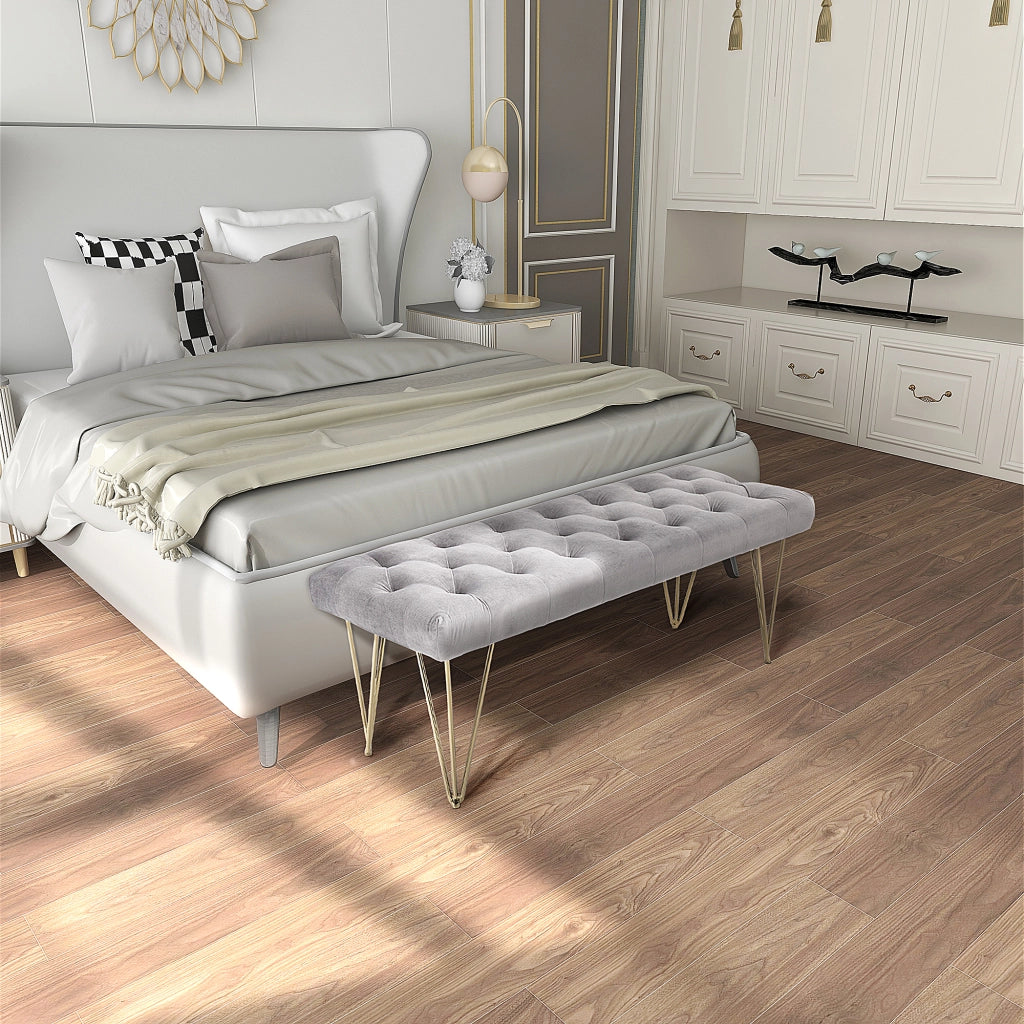 PANCA da ingresso 116 x 44,5 x 49 cm Velluto grigio con struttura in ferro
