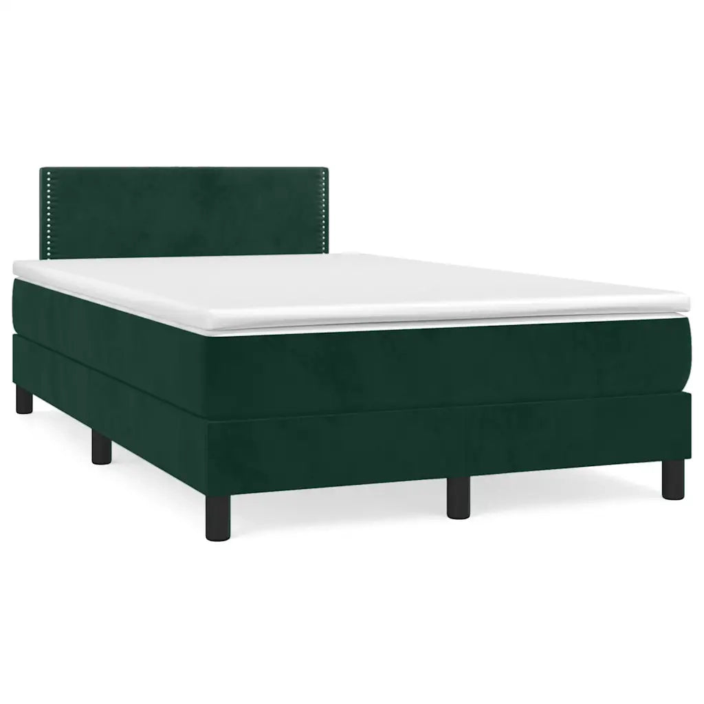 Giroletto a Molle con Materasso Verde Scuro 120x190 cm Velluto