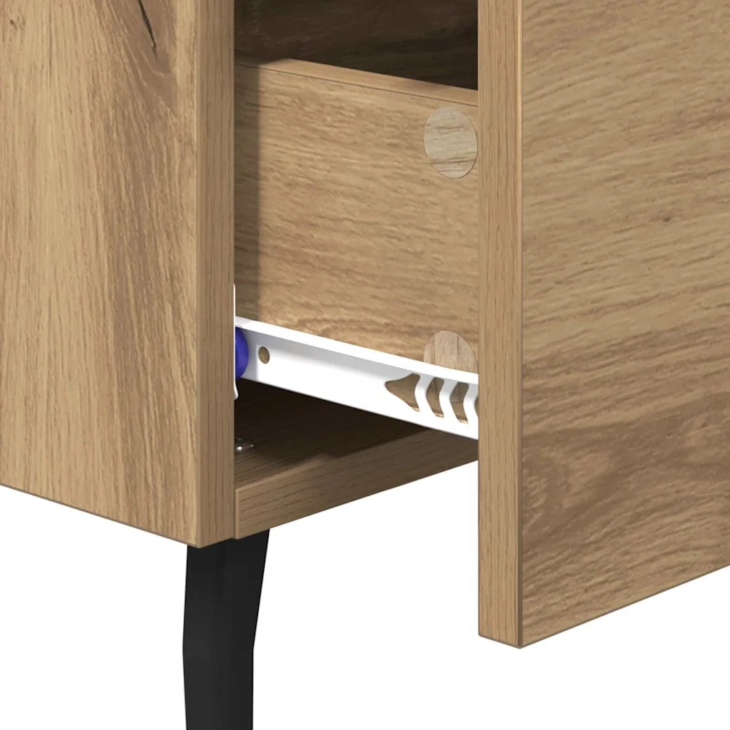 Set di 2 Comodini | Armadio da Notte | Mobiletto da notte Rovere artigianale 40 x 35 x 47,5 cm